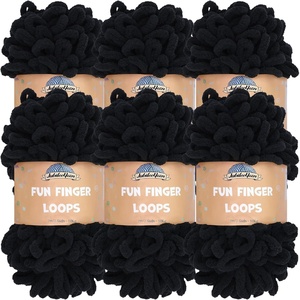 image:imageJubileeYarn Fun Finger Loops Yarn  100gSkein Jumbo Polyester  Limoncello  6 Skeins015 Black
