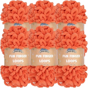 image:imageJubileeYarn Fun Finger Loops Yarn  100gSkein Jumbo Polyester  Limoncello  6 Skeins016 Living Coral