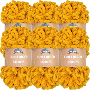 image:imageJubileeYarn Fun Finger Loops Yarn  100gSkein Jumbo Polyester  Limoncello  6 Skeins047 Mustard