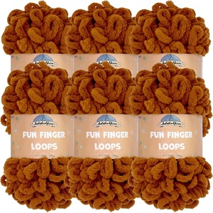 image:imageJubileeYarn Fun Finger Loops Yarn  100gSkein Jumbo Polyester  Limoncello  6 Skeins050 Hickory