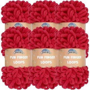 image:imageJubileeYarn Fun Finger Loops Yarn  100gSkein Jumbo Polyester  Limoncello  6 Skeins065 Scarlatta