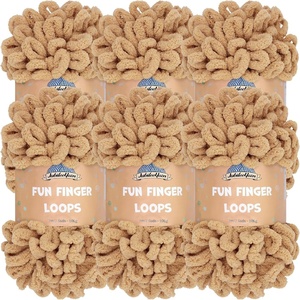 image:imageJubileeYarn Fun Finger Loops Yarn  100gSkein Jumbo Polyester  Limoncello  6 Skeins1225 Sand