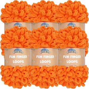 image:imageJubileeYarn Fun Finger Loops Yarn  100gSkein Jumbo Polyester  Limoncello  6 Skeins1359 Orange Peel