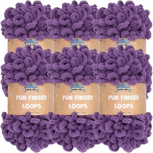image:imageJubileeYarn Fun Finger Loops Yarn  100gSkein Jumbo Polyester  Limoncello  6 Skeins3513 Grape Compote