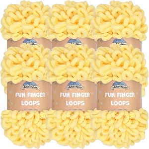 image:imageJubileeYarn Fun Finger Loops Yarn  100gSkein Jumbo Polyester  Limoncello  6 Skeins600 Light Buttercream