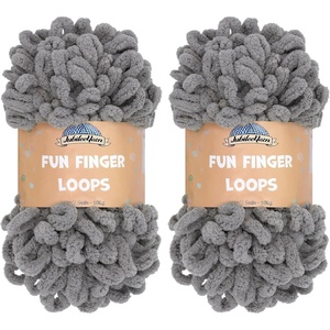 image:imageJubileeYarn Fun Finger Loops Yarn  100gSkein Jumbo Polyester  Rose Dawn  4 Skeins004 Grey