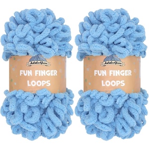 image:imageJubileeYarn Fun Finger Loops Yarn  100gSkein Jumbo Polyester  Rose Dawn  4 Skeins005 Maritime Blue