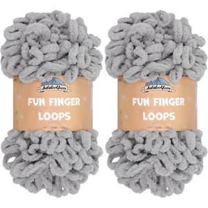image:imageJubileeYarn Fun Finger Loops Yarn  100gSkein Jumbo Polyester  Rose Dawn  4 Skeins011 Light Grey