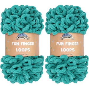 image:imageJubileeYarn Fun Finger Loops Yarn  100gSkein Jumbo Polyester  Rose Dawn  4 Skeins046 Aquamarine