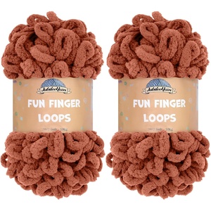 image:imageJubileeYarn Fun Finger Loops Yarn  100gSkein Jumbo Polyester  Rose Dawn  4 Skeins048 Umber