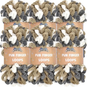 image:imageJubileeYarn Fun Finger Loops Yarn  100gSkein Jumbo Polyester Team Spirit  Brown Grey White  6 Skeins007 Brown Grey White