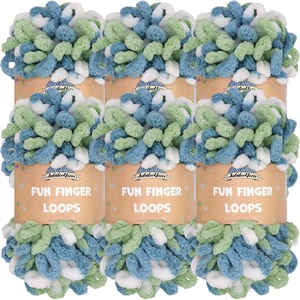 image:imageJubileeYarn Fun Finger Loops Yarn  100gSkein Jumbo Polyester Team Spirit  Brown Grey White  6 Skeins008 Multicolor Blue Green