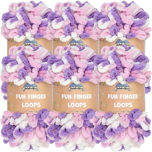 image:imageJubileeYarn Fun Finger Loops Yarn  100gSkein Jumbo Polyester Team Spirit  Brown Grey White  6 Skeins009 Purple Pink White
