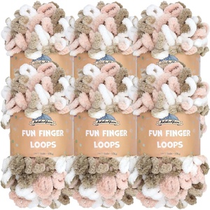 image:imageJubileeYarn Fun Finger Loops Yarn  100gSkein Jumbo Polyester Team Spirit  Brown Grey White  6 Skeins012 Pink Brown White