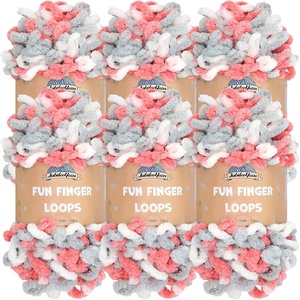 image:imageJubileeYarn Fun Finger Loops Yarn  100gSkein Jumbo Polyester Team Spirit  Brown Grey White  6 Skeins013 Red Grey White