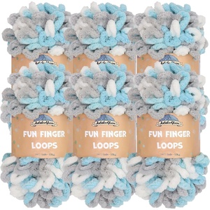 image:imageJubileeYarn Fun Finger Loops Yarn  100gSkein Jumbo Polyester Team Spirit  Brown Grey White  6 Skeins014 Blue Grey White
