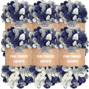 image:imageJubileeYarn Fun Finger Loops Yarn  100gSkein Jumbo Polyester Team Spirit  Brown Grey White  6 Skeins023 Multicolor Navy Grey