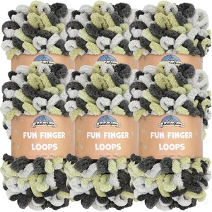 image:imageJubileeYarn Fun Finger Loops Yarn  100gSkein Jumbo Polyester Team Spirit  Brown Grey White  6 Skeins026 Silver Tan Black
