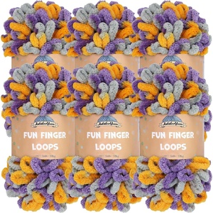 image:imageJubileeYarn Fun Finger Loops Yarn  100gSkein Jumbo Polyester Team Spirit  Brown Grey White  6 Skeins028 Purple Grey Yellow