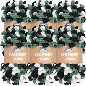 image:imageJubileeYarn Fun Finger Loops Yarn  100gSkein Jumbo Polyester Team Spirit  Brown Grey White  6 Skeins030 White Black Green