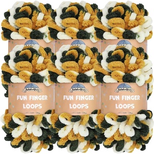 image:imageJubileeYarn Fun Finger Loops Yarn  100gSkein Jumbo Polyester Team Spirit  Brown Grey White  6 Skeins033 Green Gold White