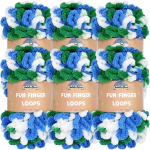 image:imageJubileeYarn Fun Finger Loops Yarn  100gSkein Jumbo Polyester Team Spirit  Brown Grey White  6 Skeins035 Blue Green White