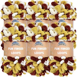 image:imageJubileeYarn Fun Finger Loops Yarn  100gSkein Jumbo Polyester Team Spirit  Brown Grey White  6 Skeins036 Maroon Gold White