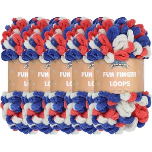 image:imageJubileeYarn Fun Finger Loops Yarn  100gSkein Jumbo Polyester Team Spirit  Maroon Gold White  5 Skeins024 Red White Blue