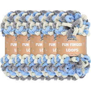image:imageJubileeYarn Fun Finger Loops Yarn  100gSkein Jumbo Polyester Team Spirit  Maroon Gold White  5 Skeins031 Multicolor Grey Light Blue