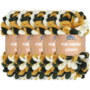image:imageJubileeYarn Fun Finger Loops Yarn  100gSkein Jumbo Polyester Team Spirit  Maroon Gold White  5 Skeins033 Green Gold White