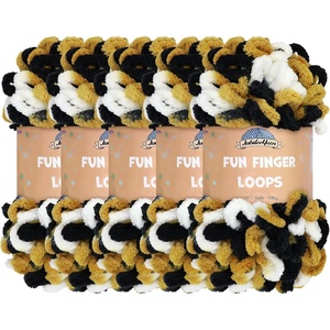 image:imageJubileeYarn Fun Finger Loops Yarn  100gSkein Jumbo Polyester Team Spirit  Maroon Gold White  5 Skeins034 Black Gold White