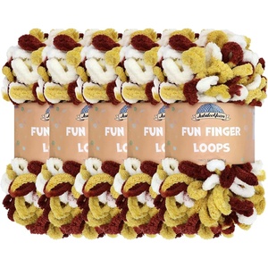 image:imageJubileeYarn Fun Finger Loops Yarn  100gSkein Jumbo Polyester Team Spirit  Maroon Gold White  5 Skeins036 Maroon Gold White