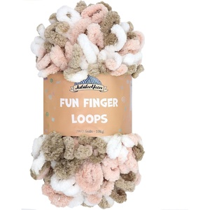 image:imageJubileeYarn Fun Finger Loops Yarn  100gSkein Jumbo Polyester Team Spirit  Orange Navy Tan  3 Skeins012 Pink Brown White