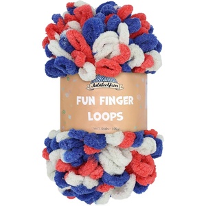 image:imageJubileeYarn Fun Finger Loops Yarn  100gSkein Jumbo Polyester Team Spirit  Orange Navy Tan  3 Skeins024 Red White Blue