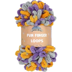 image:imageJubileeYarn Fun Finger Loops Yarn  100gSkein Jumbo Polyester Team Spirit  Orange Navy Tan  3 Skeins028 Purple Grey Yellow