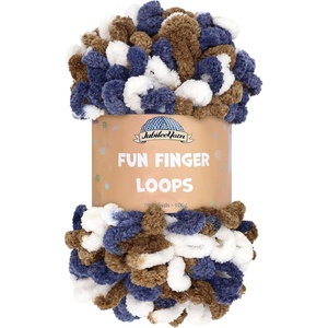 image:imageJubileeYarn Fun Finger Loops Yarn  100gSkein Jumbo Polyester Team Spirit  Orange Navy Tan  3 Skeins029 Gold Navy White