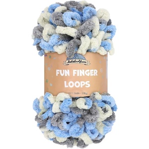 image:imageJubileeYarn Fun Finger Loops Yarn  100gSkein Jumbo Polyester Team Spirit  Orange Navy Tan  3 Skeins031 Multicolor Grey Light Blue