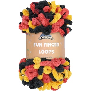 image:imageJubileeYarn Fun Finger Loops Yarn  100gSkein Jumbo Polyester Team Spirit  Orange Navy Tan  3 Skeins032 Red Yellow Black