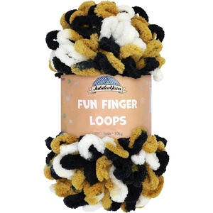 image:imageJubileeYarn Fun Finger Loops Yarn  100gSkein Jumbo Polyester Team Spirit  Orange Navy Tan  3 Skeins034 Black Gold White