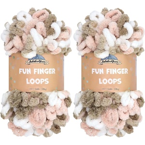 image:imageJubileeYarn Fun Finger Loops Yarn Pink Brown White 100gSkein 4 Skeins  Jumbo Polyester Team Spirit012 Pink Brown White