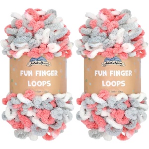image:imageJubileeYarn Fun Finger Loops Yarn Pink Brown White 100gSkein 4 Skeins  Jumbo Polyester Team Spirit013 Red Grey White