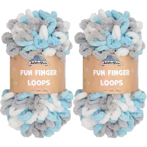image:imageJubileeYarn Fun Finger Loops Yarn Pink Brown White 100gSkein 4 Skeins  Jumbo Polyester Team Spirit014 Blue Grey White