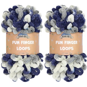 image:imageJubileeYarn Fun Finger Loops Yarn Pink Brown White 100gSkein 4 Skeins  Jumbo Polyester Team Spirit023 Multicolor Navy Grey