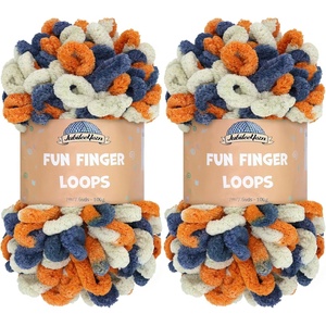 image:imageJubileeYarn Fun Finger Loops Yarn Pink Brown White 100gSkein 4 Skeins  Jumbo Polyester Team Spirit027 Orange Navy Tan
