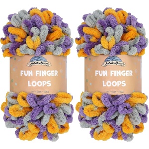 image:imageJubileeYarn Fun Finger Loops Yarn Pink Brown White 100gSkein 4 Skeins  Jumbo Polyester Team Spirit028 Purple Grey Yellow