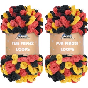 image:imageJubileeYarn Fun Finger Loops Yarn Pink Brown White 100gSkein 4 Skeins  Jumbo Polyester Team Spirit032 Red Yellow Black
