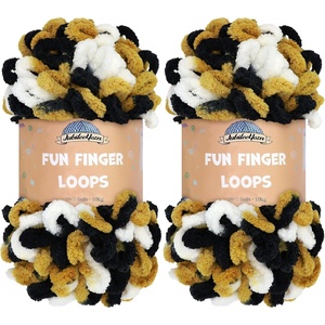 image:imageJubileeYarn Fun Finger Loops Yarn Pink Brown White 100gSkein 4 Skeins  Jumbo Polyester Team Spirit034 Black Gold White