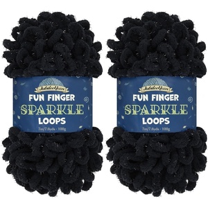 image:imageJubileeYarn Fun Finger Sparkle Loops Yarn  100gskein Polyester Jumbo Loop Yarn  Hypnos  2 Skeins015 Black