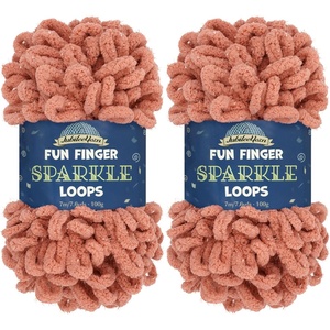 image:imageJubileeYarn Fun Finger Sparkle Loops Yarn  100gskein Polyester Jumbo Loop Yarn  Hypnos  2 Skeins1522 Rose Dawn