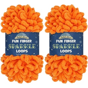 image:imageJubileeYarn Fun Finger Sparkle Loops Yarn  Polyester Jumbo Loop Yarn  100gSkein  Rose Dawn  2 Skeins1359 Orange Peel